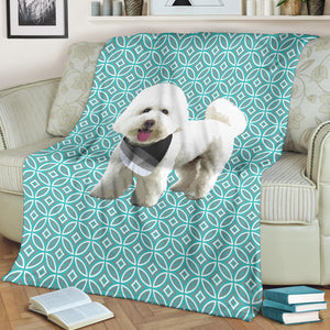 Poodle Geometric Style 1 - Teal - Premium Blanket
