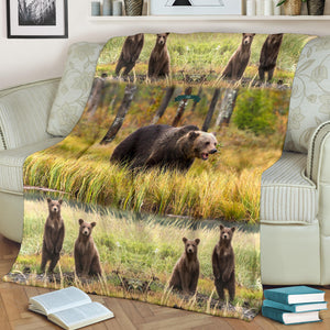 Custom Grizzly Bear Premium Blanket - Just add your name on this blanket