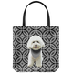 White Poodle Geometric Style 1 Tote Bag