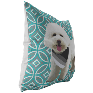 White Poodle Geometric Style 1 Pillow