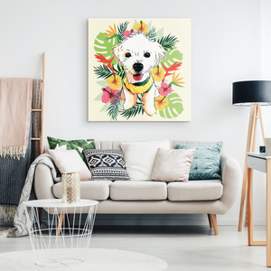 Custom Pet Portrait Canvas - Tropical Style