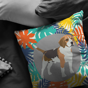 Beagle #1 Colorful Leaves Pillow