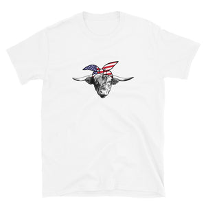 Heifer American Flag Hairband Short-Sleeve Unisex T-Shirt