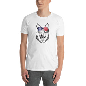 German Shepherd Patriotic American Flag Short-Sleeve Unisex T-Shirt