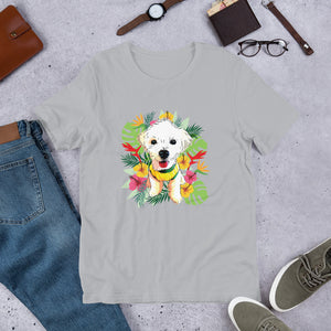 Cute Maltese Tropical Design Short-Sleeve Unisex T-Shirt