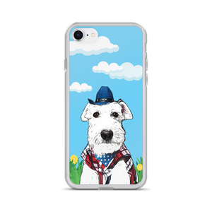 White Miniature Schnauzer Cowboy Phone Case - Blue Sky Yellow Flower