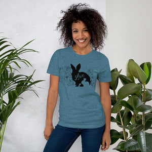 Mama Bunny Baby Bunny LOVE Lily Flowers Black - Short-Sleeve Unisex T-Shirt