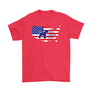 Unisex T-Shirt Patriotic Schnauzer Red Woof Blue - 4th July Independence Day - American Flag