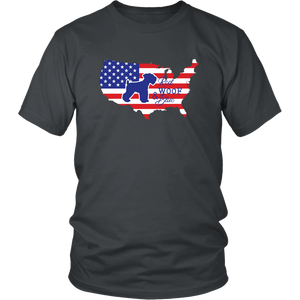 Unisex T-Shirt Patriotic Schnauzer Red Woof Blue  - 4th July Independence Day - American Flag