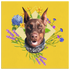Doberman Spring Flowers Square Canvas