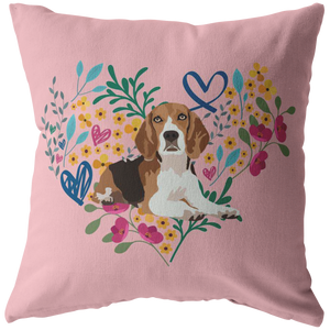 Beagle #2 Heart Shape Flower Pillow