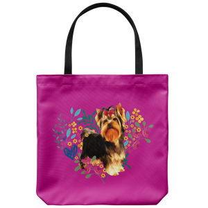 Yorkshire Terrier - Heart Shape Flower - Tote Bag