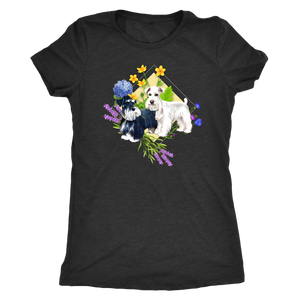 Unisex T-Shirt - Schnauzers with Spring Flowers Design