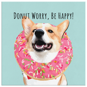 Custom Canvas Donut Worry, Be Happy