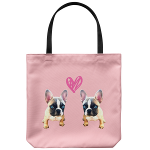French Bulldog - Twin Frenchies Love - Tote Bag
