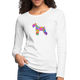 Schnauzer-Silhouette, Watercolor Splatter Design, Women's Long Sleeve T-Shirt - white