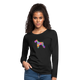 Schnauzer-Silhouette, Watercolor Splatter Design, Women's Long Sleeve T-Shirt - black