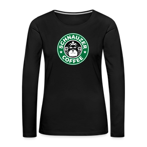 Schnauzer Coffee Women's Premium Long Sleeve T-Shirt - black