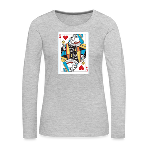 Schnauzer Queen of Hearts Women's Premium Long Sleeve T-Shirt - heather gray