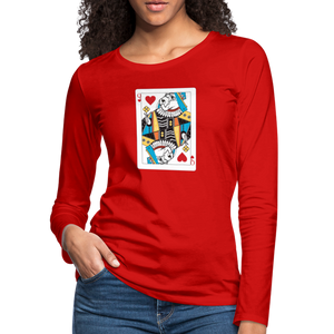 Schnauzer Queen of Hearts Women's Premium Long Sleeve T-Shirt - red