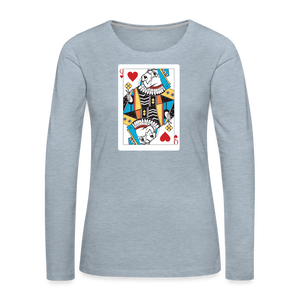 Schnauzer Queen of Hearts Women's Premium Long Sleeve T-Shirt - heather ice blue
