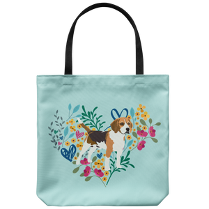 Beagle Heart Shape Flower Tote Bag