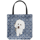 Cute White poodle Geometric Style 1 Tote Bag